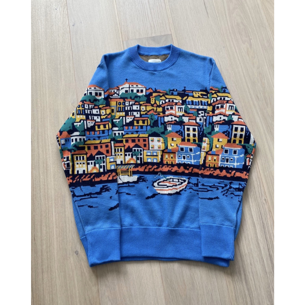 Aime Leon Dore Seatown Molyvos Knit Sweater Blue size X-large